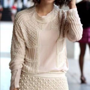 so pretty zara nude/pearl embellished blouse top